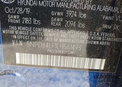 2020 Hyundai Elantra Sel from USA, damaged, VIN 5NPD84LF1LH561493